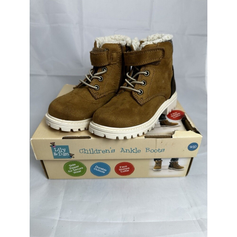 Lily&Dan Faux Sherpa Collar Toddler  Boys Ankle Boots Size 9/10